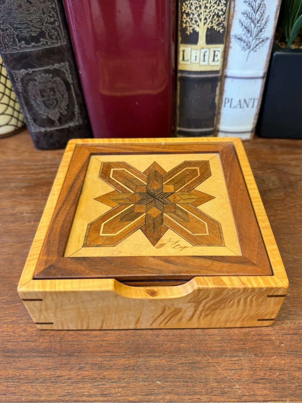 Vintage Gary White JGWhite Mosaic Marquetry Wood Box Handmade Signed '02